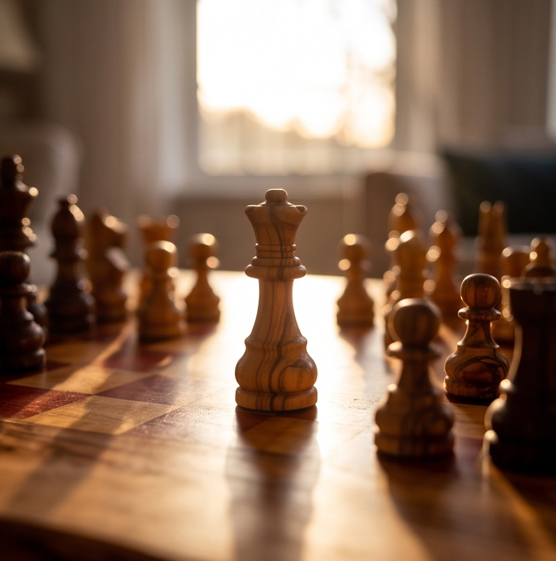 Olive Wood Handcrafted Rustic Shaped Wooden Chess Board Set With Pieces