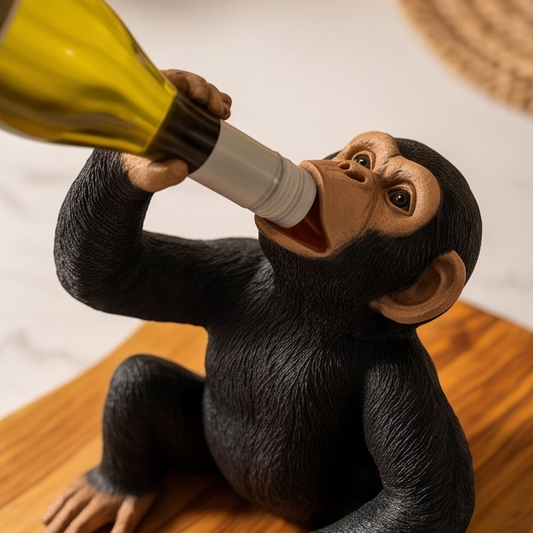 Monkey Bottle Holder on Olive Wood Base