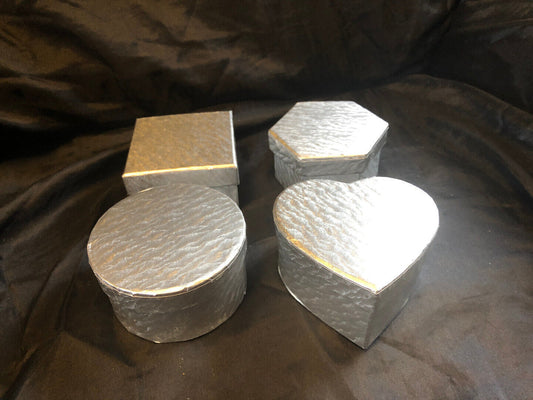 Set 4 Large Silver Favor Gift Boxes