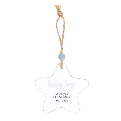 Baby Boy Hanging Star Sentiment Sign
