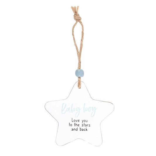 Baby Boy Hanging Star Sentiment Sign