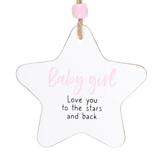 Baby Girl Hanging Star Sentiment Sign