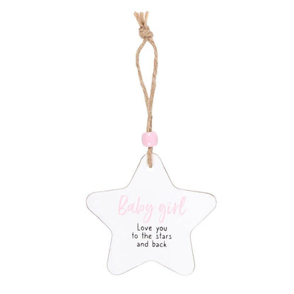 Baby Girl Hanging Star Sentiment Sign