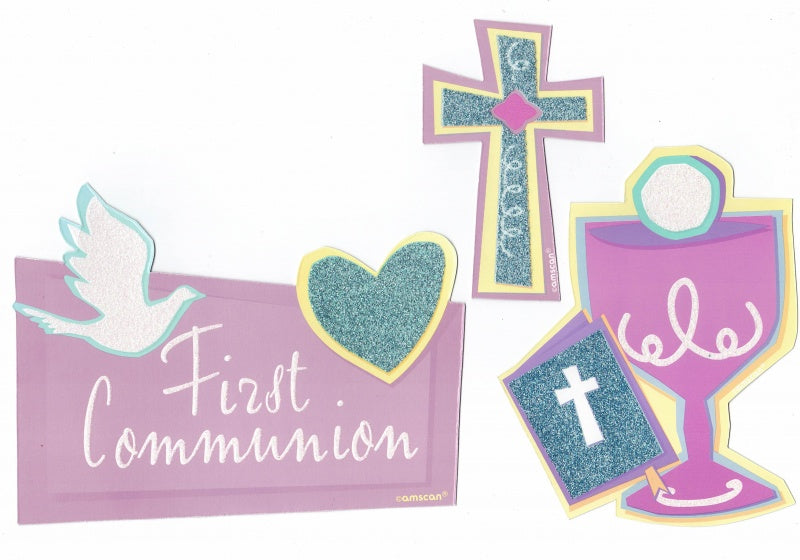 1st Communion ~ Pack 10 Mini Glitter Cutouts