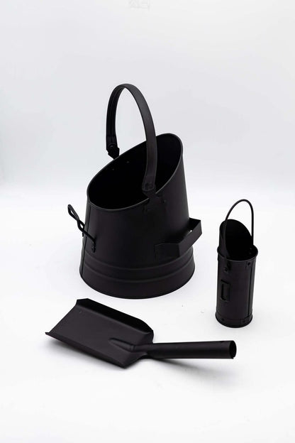 Fireside Coal Bucket and Match Cannister - Black
