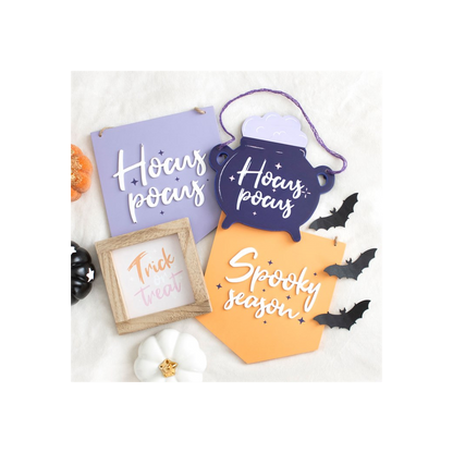 Pink Trick or Treat Wooden Frame Sign