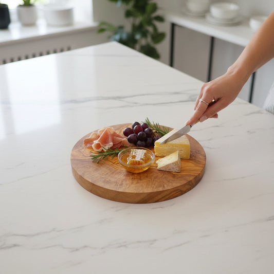 Round Circular End Grain Handcrafted Scratch Resistant Olive Wood Wooden Charcuterie Cutting/Chopping/Cheese Board ~ Various Sizes