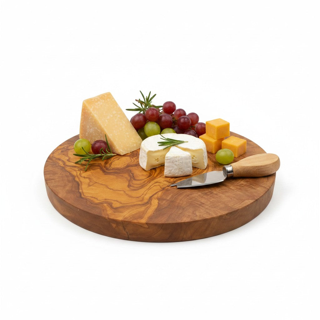 Round Circular End Grain Handcrafted Scratch Resistant Olive Wood Wooden Charcuterie Cutting/Chopping/Cheese Board ~ Various Sizes