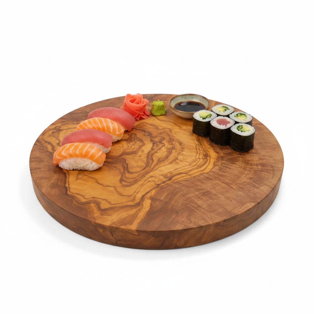 Round Circular End Grain Handcrafted Scratch Resistant Olive Wood Wooden Charcuterie Cutting/Chopping/Cheese Board ~ Various Sizes