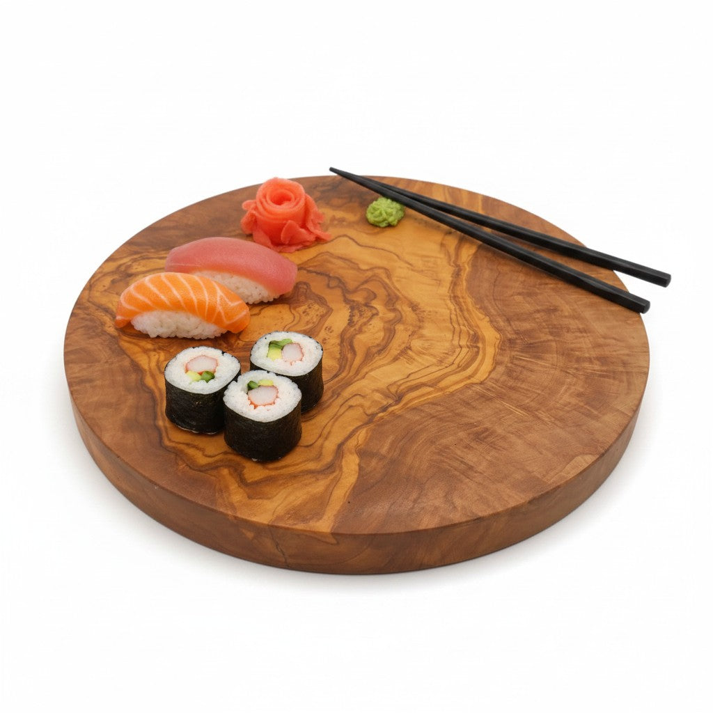 Round Circular End Grain Handcrafted Scratch Resistant Olive Wood Wooden Charcuterie Cutting/Chopping/Cheese Board ~ Various Sizes