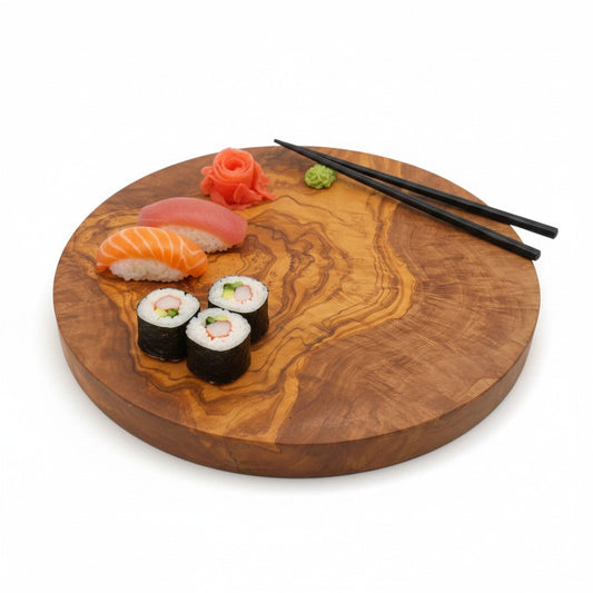 Round Circular End Grain Handcrafted Scratch Resistant Olive Wood Wooden Charcuterie Cutting/Chopping/Cheese Board ~ Various Sizes