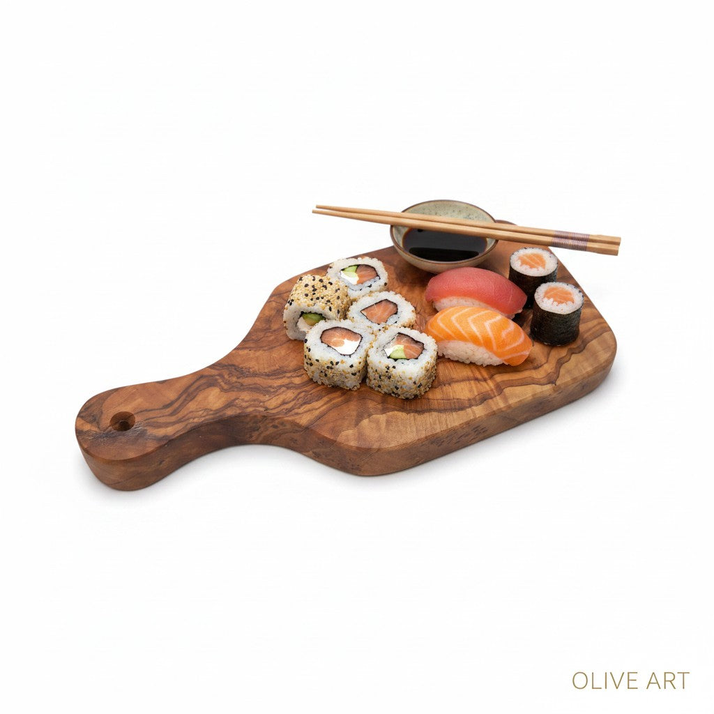Olive Wood Solid Chopping/Cutting/Charcuterie Board W/ Handle