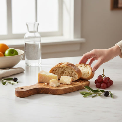 Olive Wood Solid Chopping/Cutting/Charcuterie Board W/ Handle