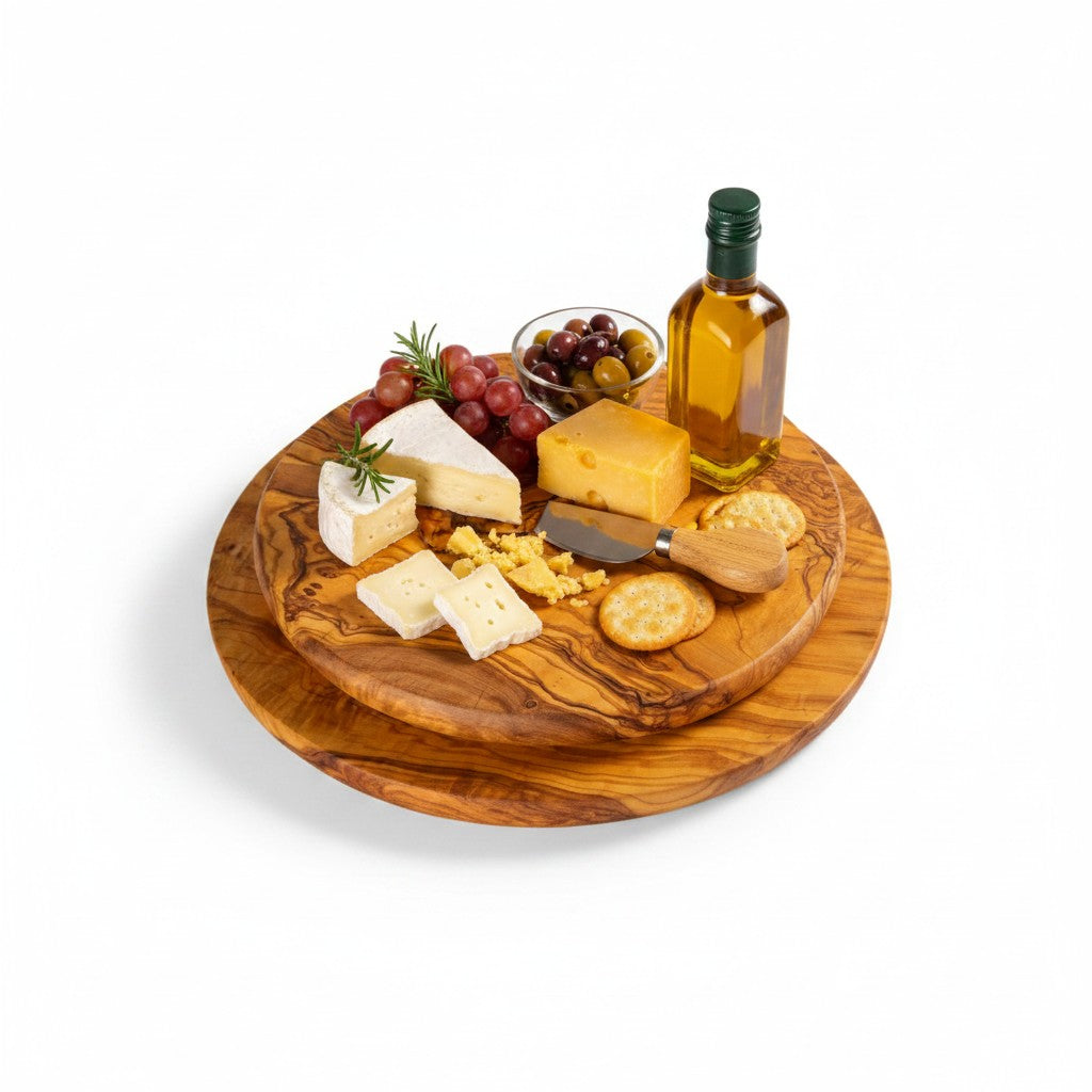Round Circular End Grain Handcrafted Scratch Resistant Olive Wood Wooden Charcuterie Cutting/Chopping/Cheese Board ~ Various Sizes