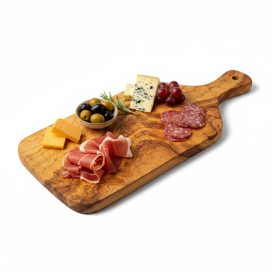 Olive Wood Solid Chopping/Cutting/Charcuterie Board W/ Handle