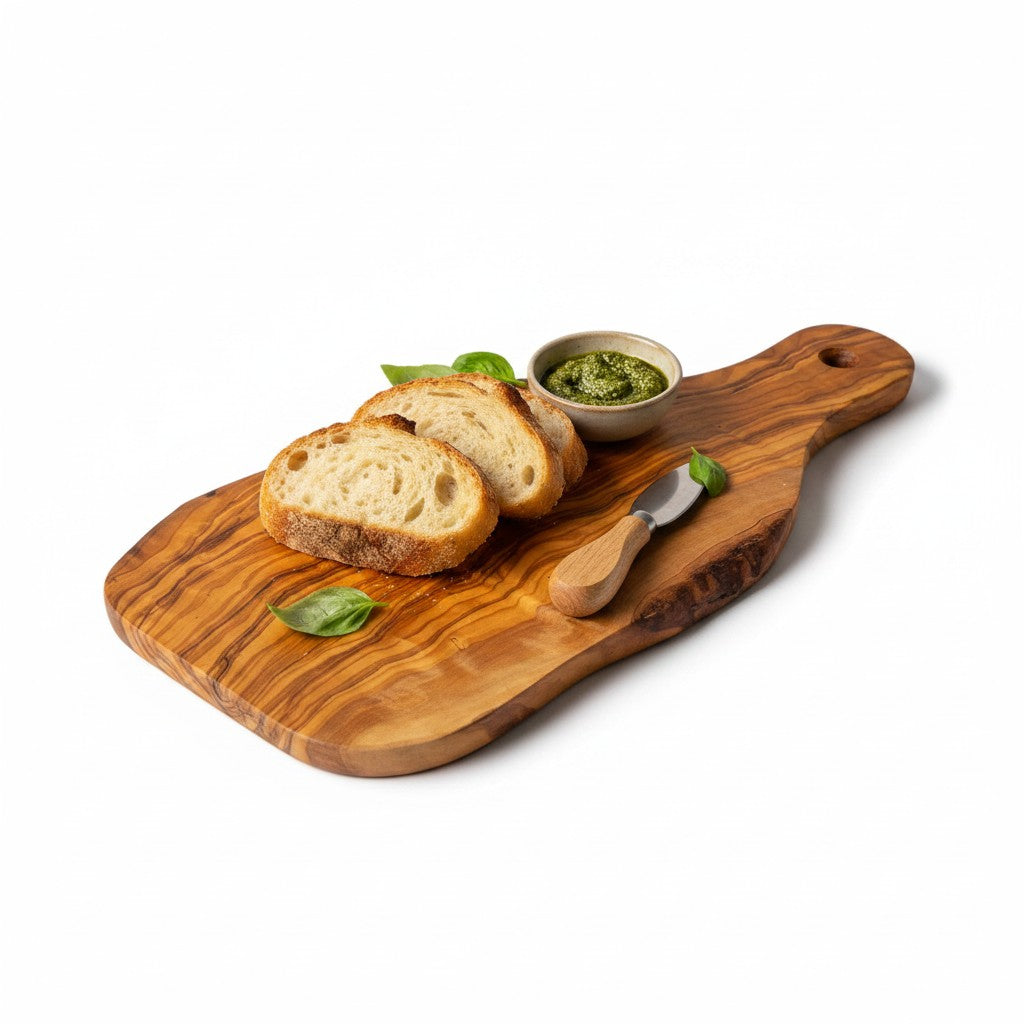 Olive Wood Cheese Board with Handle