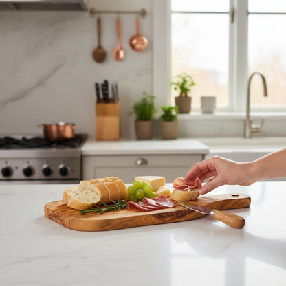 Olive Wood Cheese Board with Handle