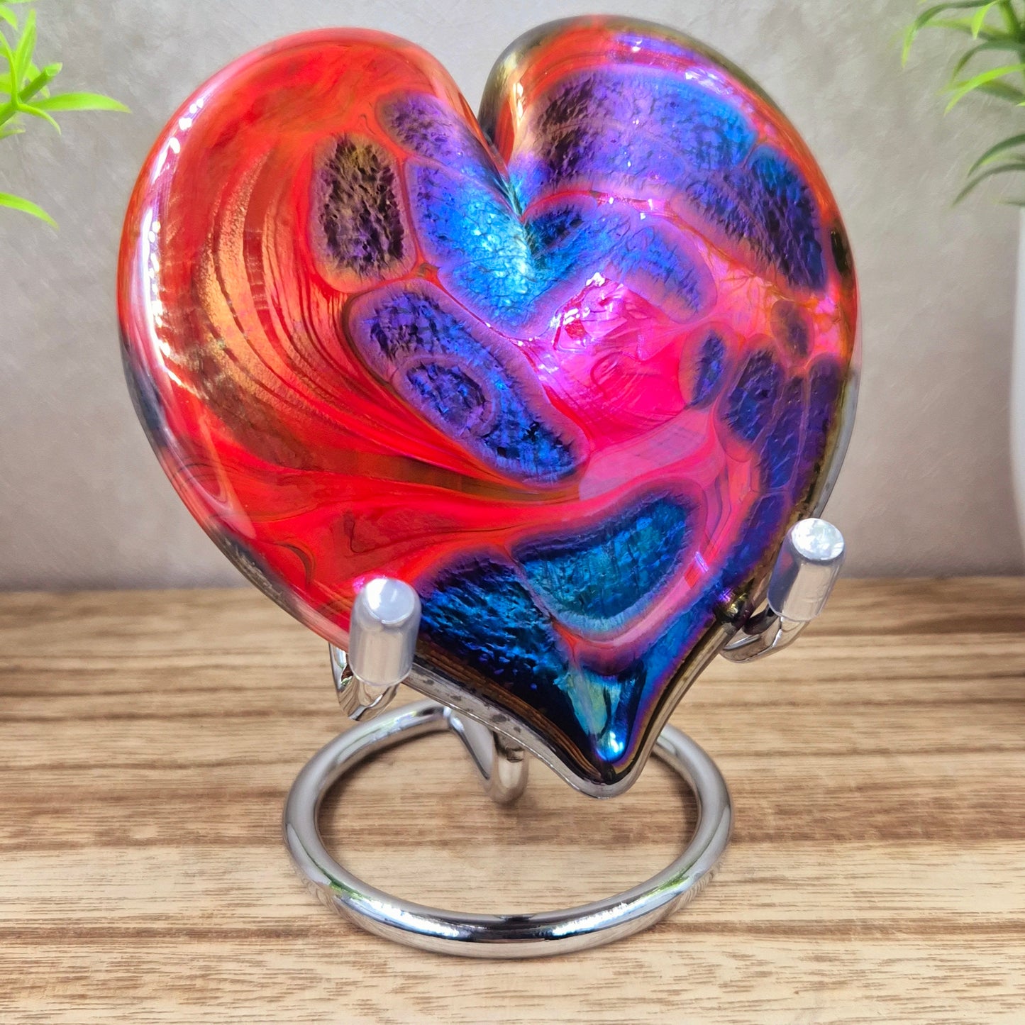 Iridescent Art Glass Heart Ornament