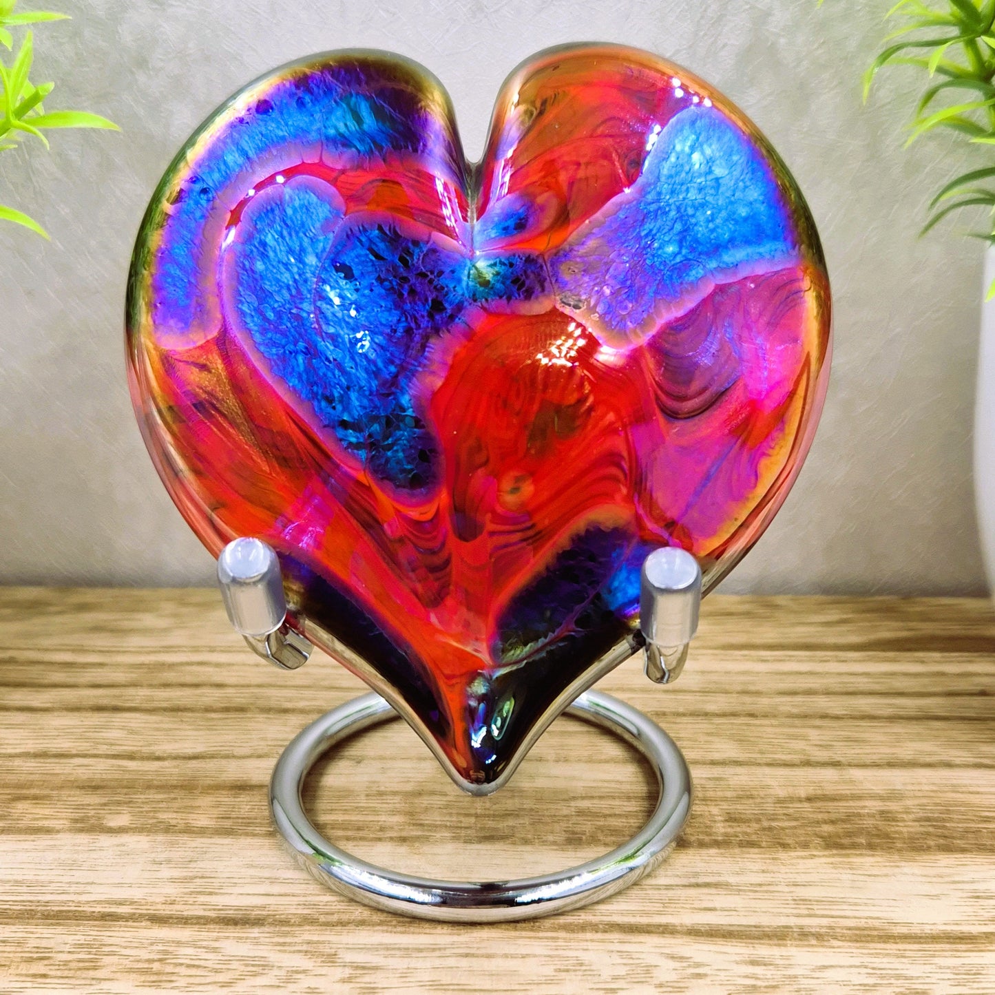 Iridescent Art Glass Heart Ornament