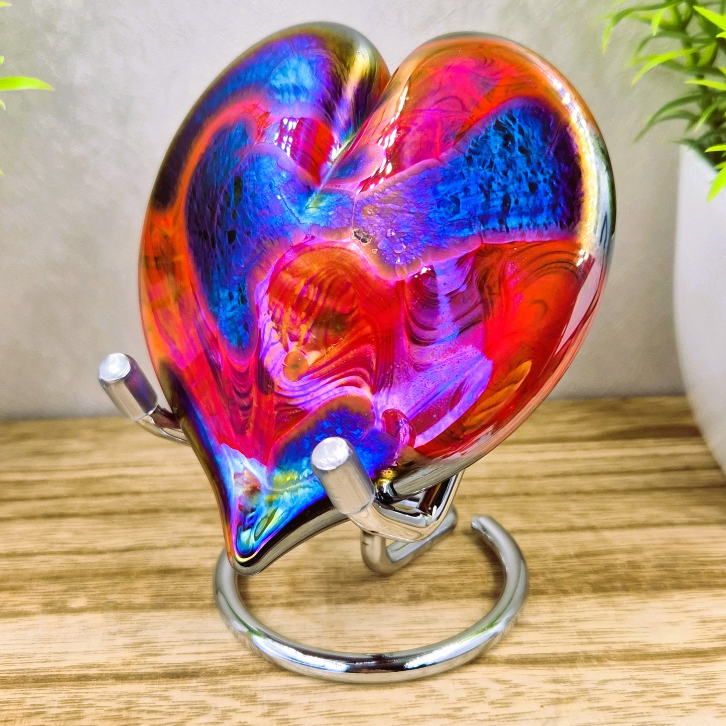 Iridescent Art Glass Heart Ornament