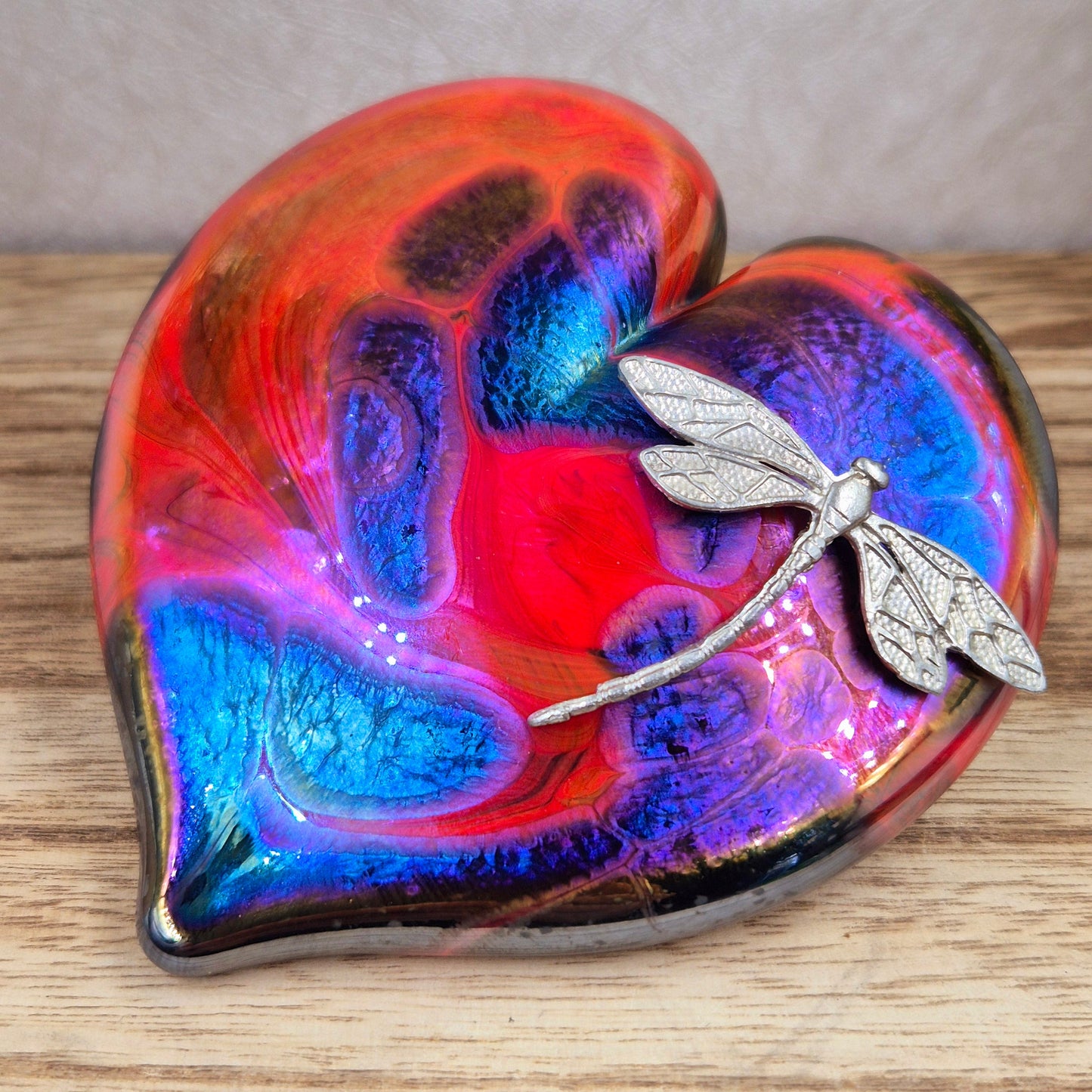 Iridescent Art Glass Heart Ornament