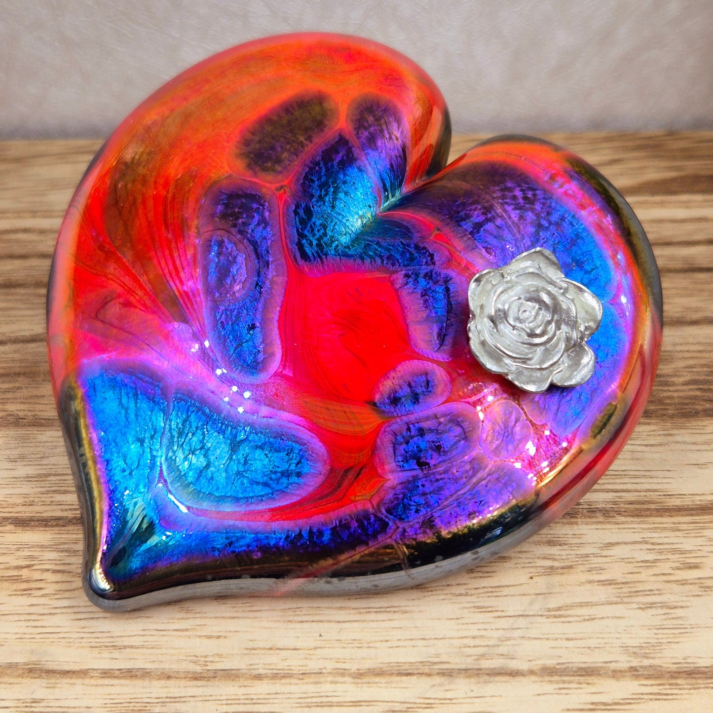 Iridescent Art Glass Heart Ornament
