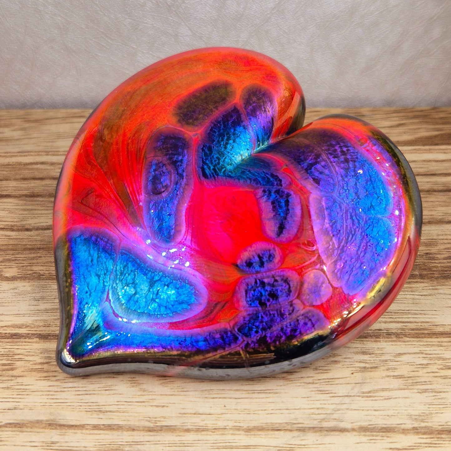 Iridescent Art Glass Heart Ornament