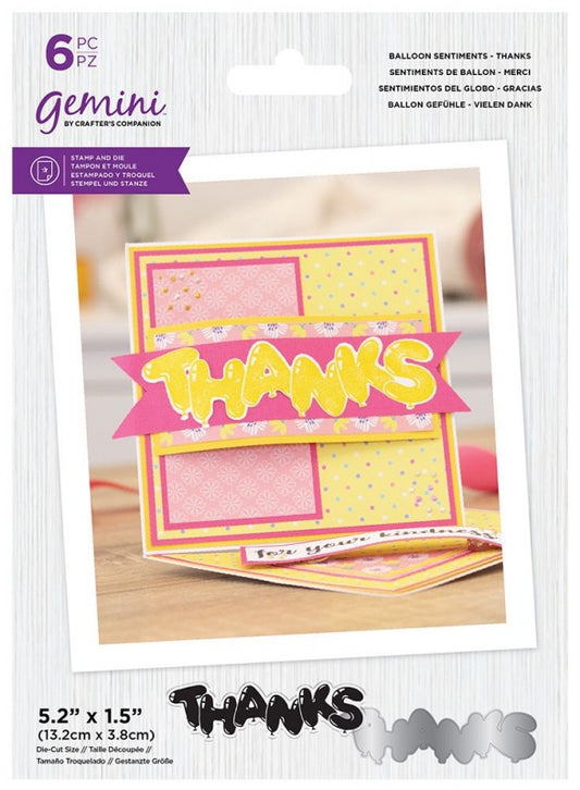 Gemini Stamp & Die Balloon Sentiments - Thanks