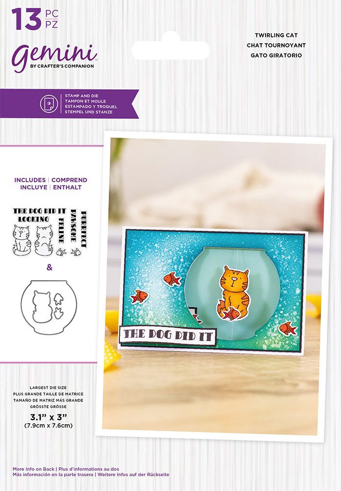 Gemini Stamp & Die Set - Twirling Cat
