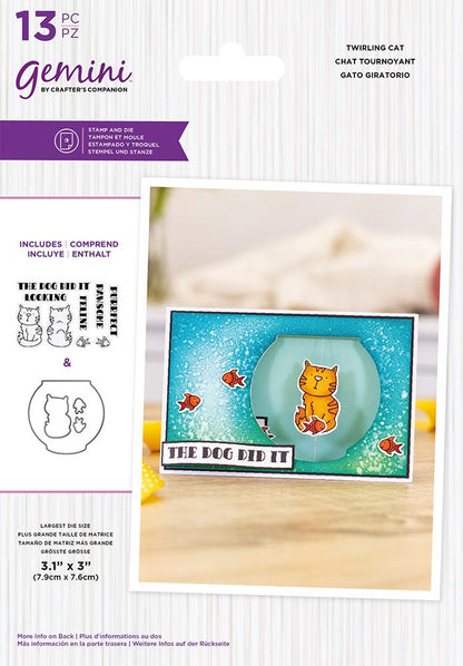 Gemini Stamp & Die Set - Twirling Cat