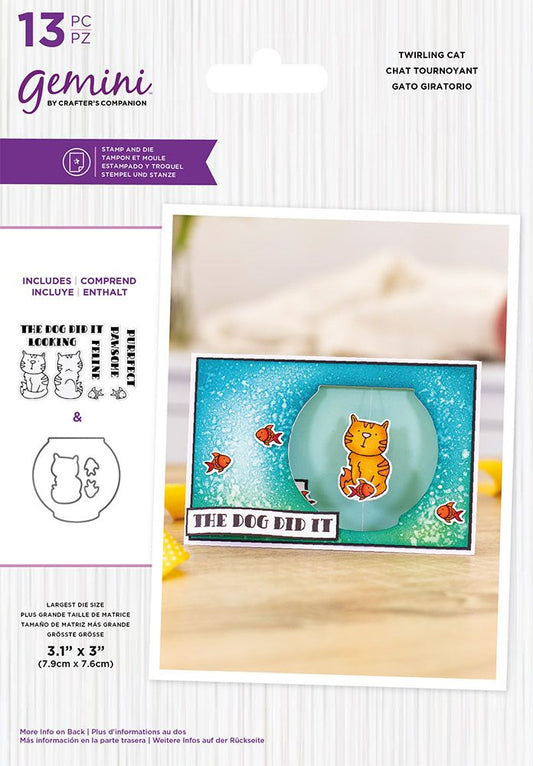 Gemini Stamp & Die Set - Twirling Cat