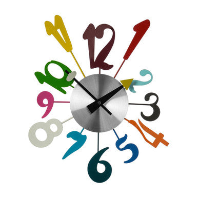 Multi Colour Funky Numbers Wall Clock | Franci