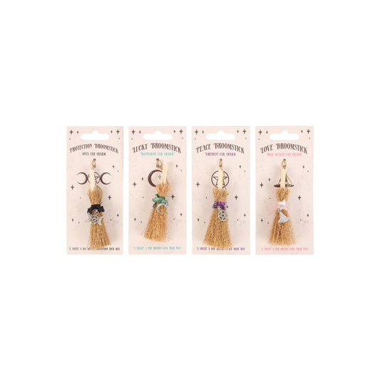 Pack of 12 Lucky Crystal Broomstick Car Charms