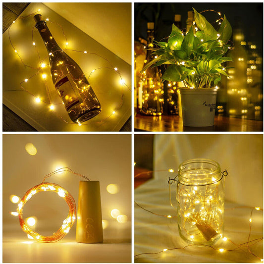 LED Bottle Light String, 20 Warm White LEDs