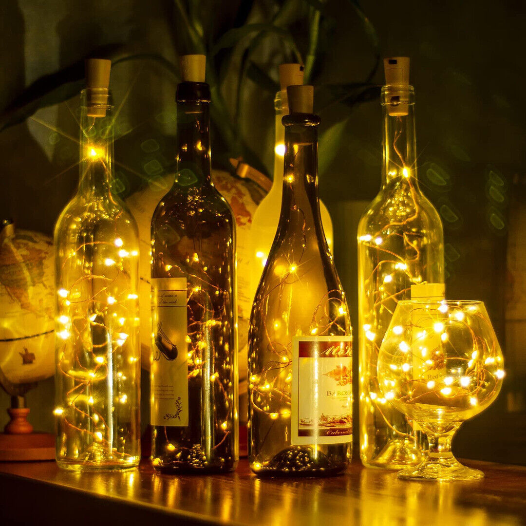 LED Bottle Light String, 20 Warm White LEDs