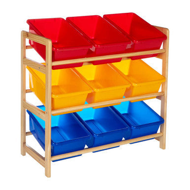 Pixel Kids Multi Coloured 3 Tier Storage Unit with Pine Wood Frame