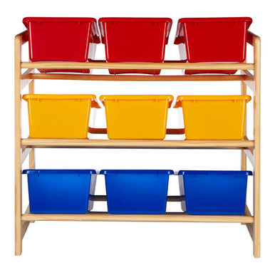 Pixel Kids Multi Coloured 3 Tier Storage Unit with Pine Wood Frame
