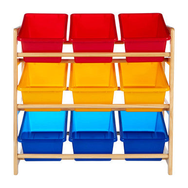 Pixel Kids Multi Coloured 3 Tier Storage Unit with Pine Wood Frame