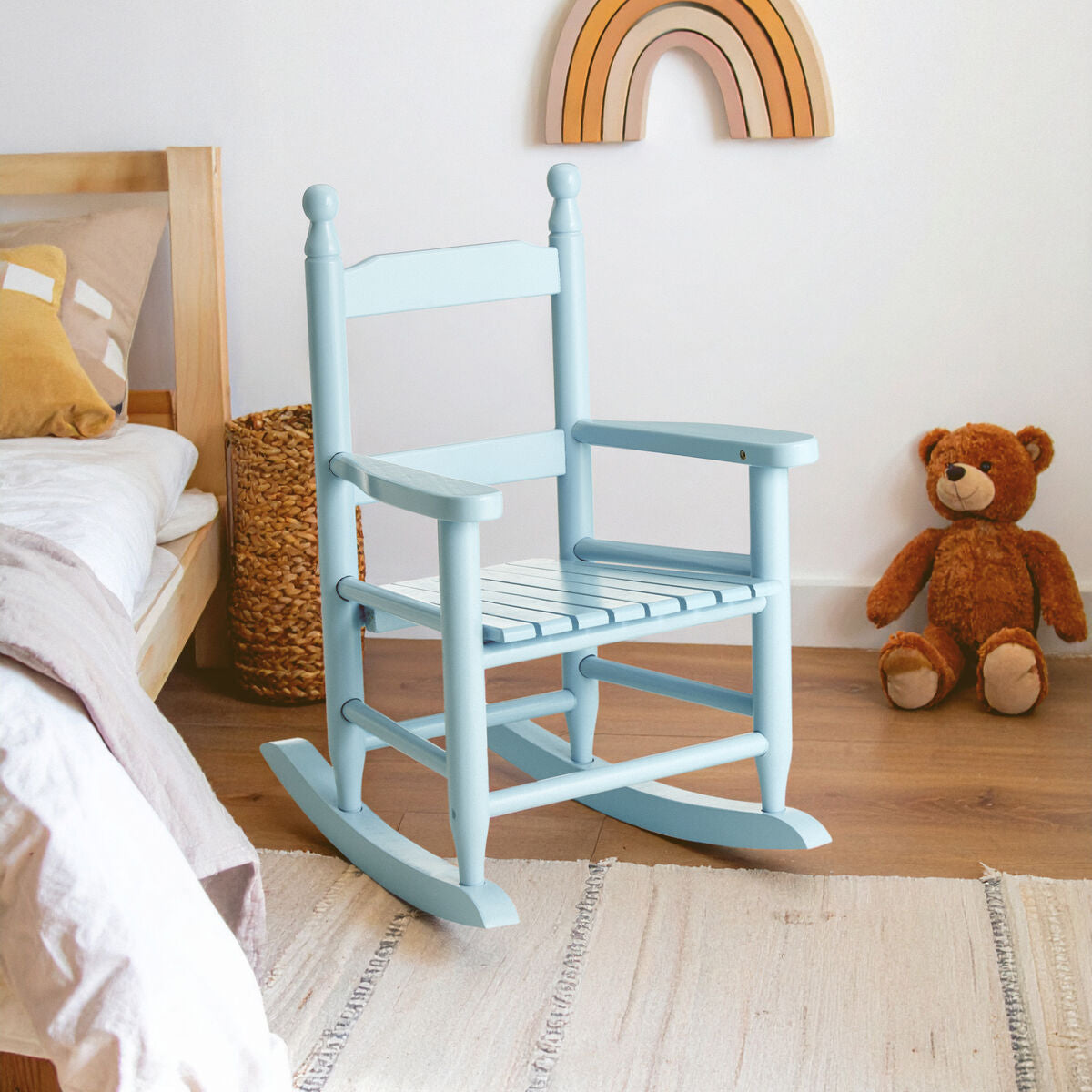 Kids Blue Wooden Rocking Chair