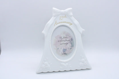 Russ Berrie White Ceramic Anniversary Photo Frame