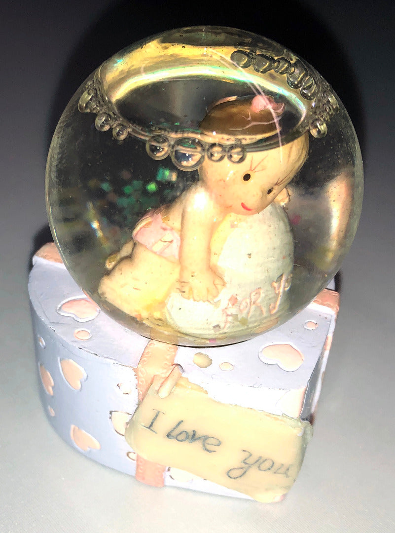 Pretty Parcel Baby Glitter Ball on Heart Base