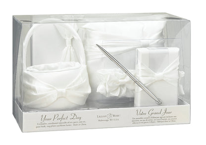 5 Piece Cream Satin Bridal Wedding Accessory Set