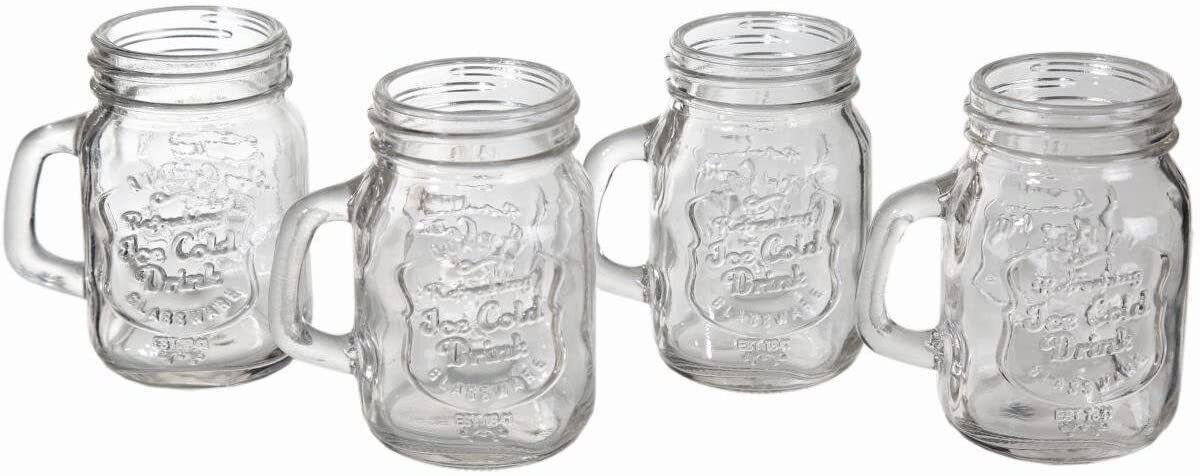Set Of 4 Novelty Shot Glasses In A Vintage Jar Style