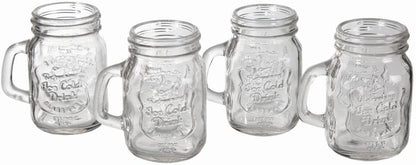 Set Of 4 Novelty Shot Glasses In A Vintage Jar Style