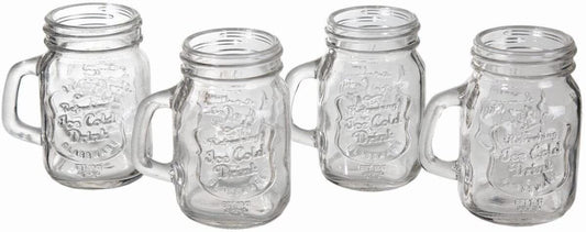 Set Of 4 Novelty Shot Glasses In A Vintage Jar Style