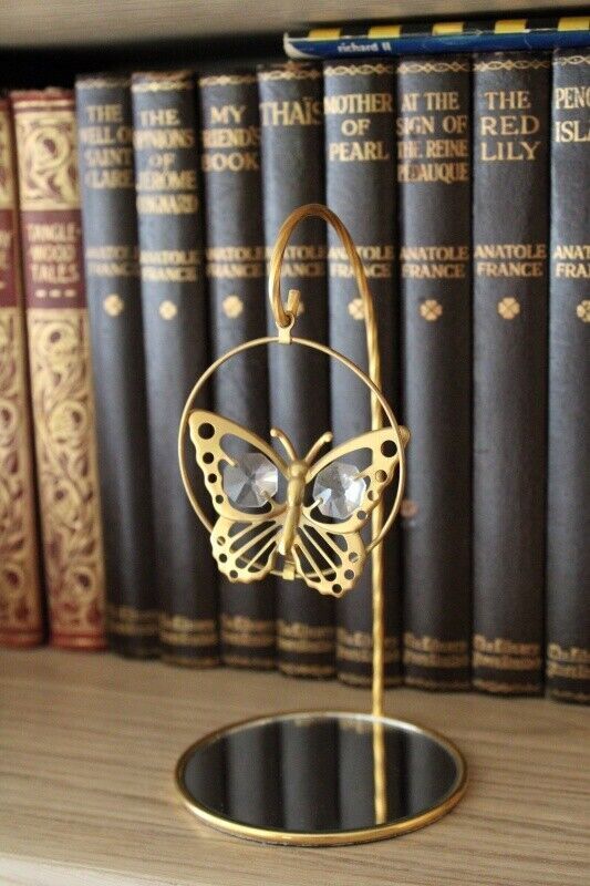 Gold Plated Hanging Butterfly with Austrian Crystals
