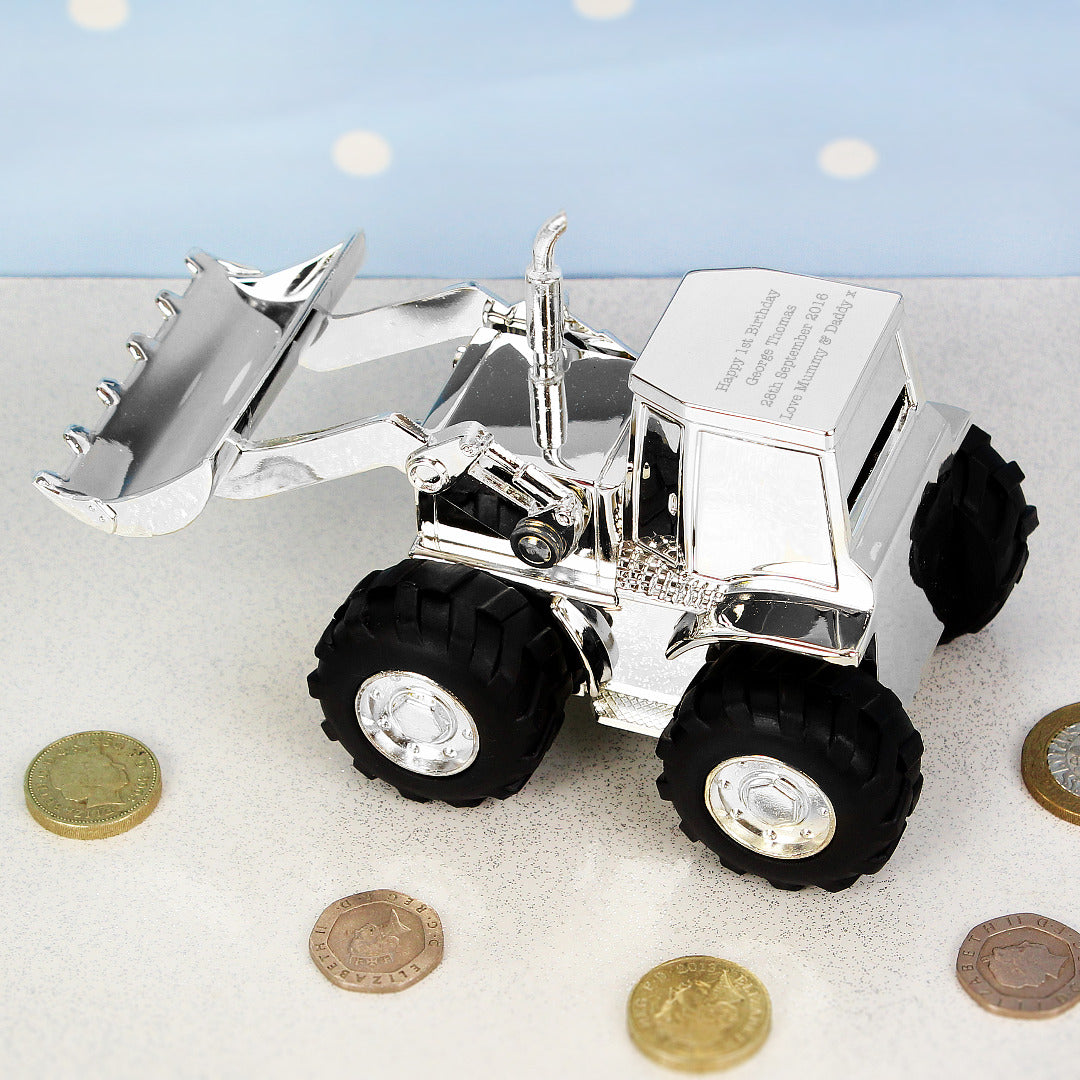 Personalised Silver Plated Digger Money Box