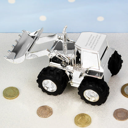 Personalised Silver Plated Digger Money Box