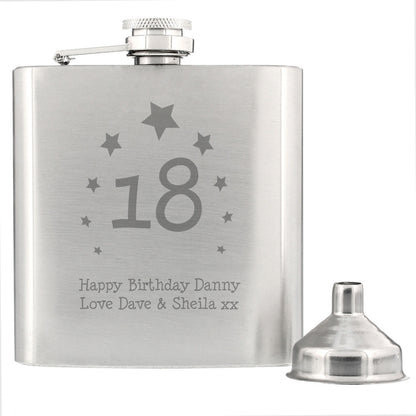 Personalised Stainless Steel Birthday 'Number' Hip Flask - 6oz