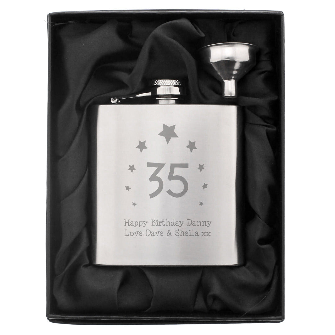 Personalised Stainless Steel Birthday 'Number' Hip Flask - 6oz